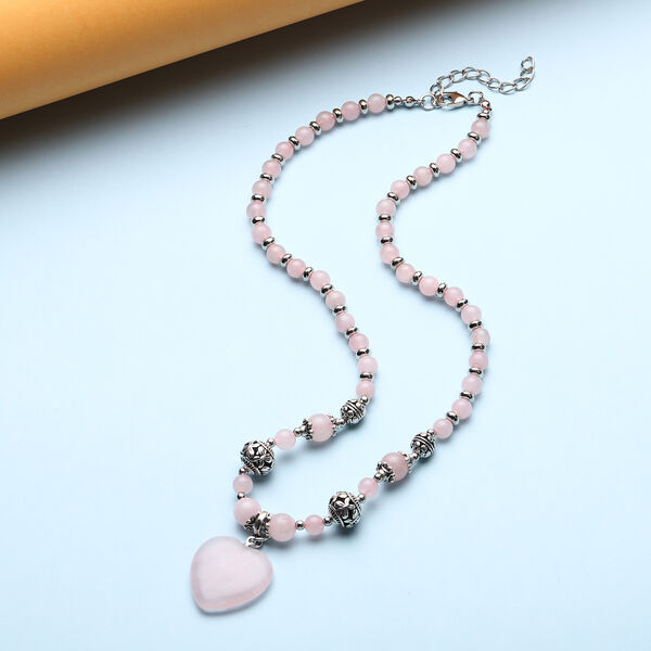 Rosenquarz Halskette in Silberton, 101,00 ct. image number 1