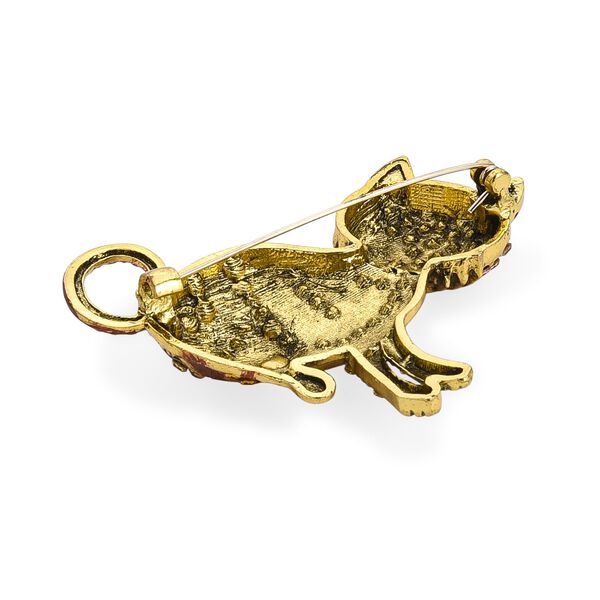 Mehrfarbiger Kristall Brosche Antikes Gold image number 5