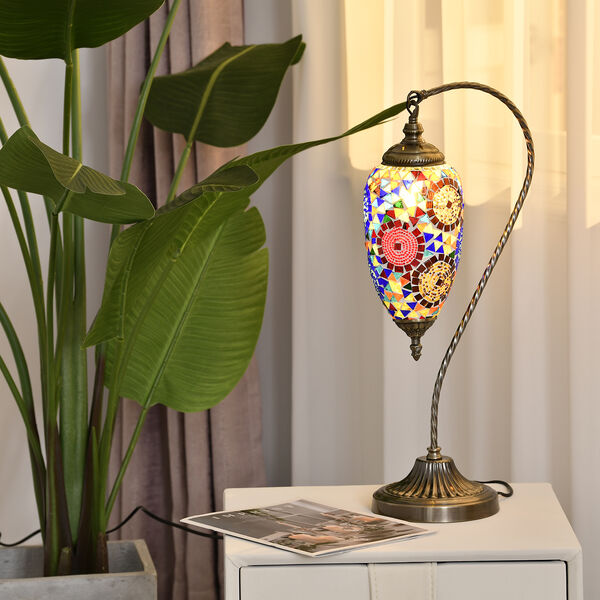 Handgefertigte, orientalische Mosaikglas-Tischlampe in Wassertropfen Form, Mehrfarbig