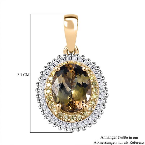 AAA natürlicher goldener Tansanit, gelber und weißer Diamant Anhänger in 585 Gold - 2,37 ct. image number 6