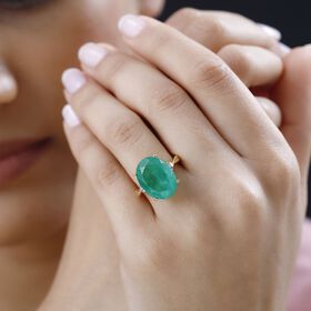 Smaragd Quarz Triplett und Zirkon Ring - 10,60 ct.