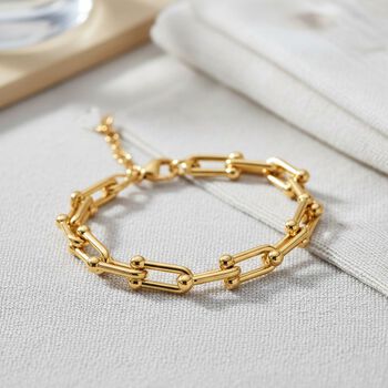 Designer inspiriert - Goldfarbe Armband ca. 18 cm + 3.5 cm Extender, 316L Edelstahl ca. 15,30g