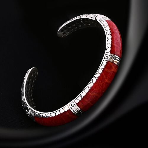 Koralle Armreif ca. 19 cm 925 Silber ca. 0,03 ct. image number 1