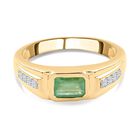 Kagem sambischer Smaragd und weißer Zirkon-Ring, 925 Silber Gelbgold Vermeil (Größe 20.00) ca. 1.09 ct