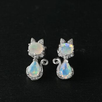 D'Joy AA nat&uuml;rliche, &auml;thiopische Welo Opal und Zirkon Ohrringe - 1 ct.