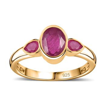 Afrikanischer Rubin (Fissure gef&uuml;llt) Ring 925 Silber Gelbgold Vermeil (Gr&ouml;&szlig;e 21.00) ca. 2,53 ct