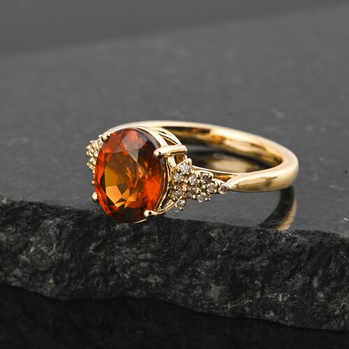 LUXORO zertifiziert und geprüft AAA Honig Granat und Diamant Ring in 417 Gold - 3,45 ct. image number 1