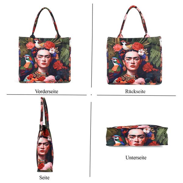 2-teiliges Taschenset - 40x12x35cm Shopper und 20x11x2cm Handytasche, Frida Kahlo image number 3