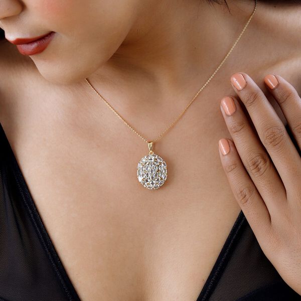 Himmelblauer Topas Anh&auml;nger mit Kette, 925 Silber Gelbgold Vermeil ca. 4,65 ct image number 2