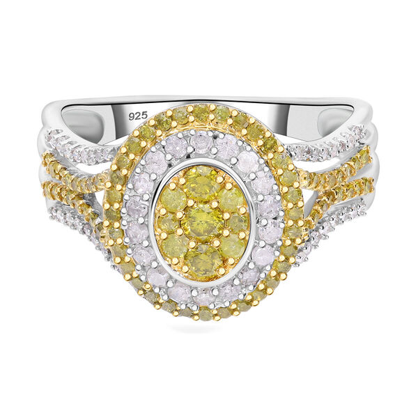 Gelber und wei&szlig;er Diamant Ring  - 0,99 ct.