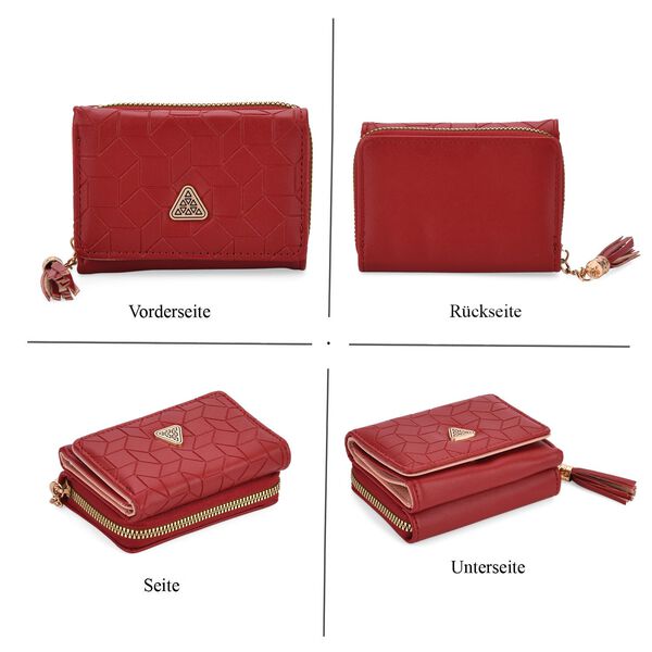 PU-Geldb&ouml;rse mit RFID-Schutz, 11x8x4cm, Rot image number 4
