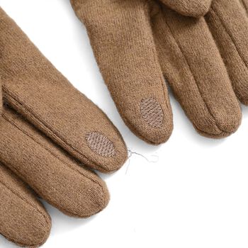 Kaschmir-Handschuhe mit Kunstfellbesatz und Touchscreen-Funktion, One Size, Braun