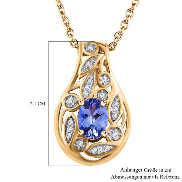 Tansanit und Zirkon Anh&auml;nger mit 50cm Kette - 0,91 ct. image number 7