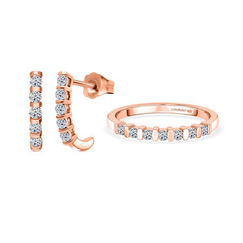 LUXURIANT SI-GH Labor Diamant Ring und Ohrringe, Ros&eacute;gold