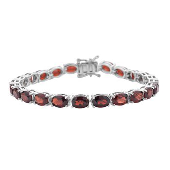Rotes Granat Armband, ca. 20 cm, 925 Silber rhodiniert ca. 25,53 ct