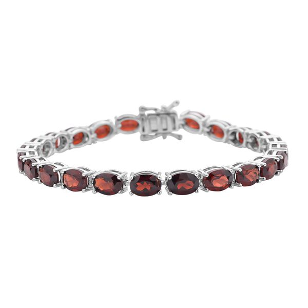 Rotes Granat Armband, ca. 20 cm, 925 Silber rhodiniert ca. 25,53 ct