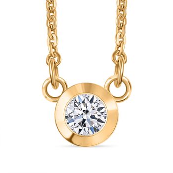 LUXURIANT SI-GH Labor Diamant 45cm Halskette, 925 Silber 750 Gelbgold Vermeil - 0,20 ct.