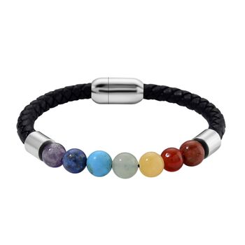 Mehrfarbig Edelsteine Armband ca. 19 cm Reiner Edelstahl ca. 35,00 ct.