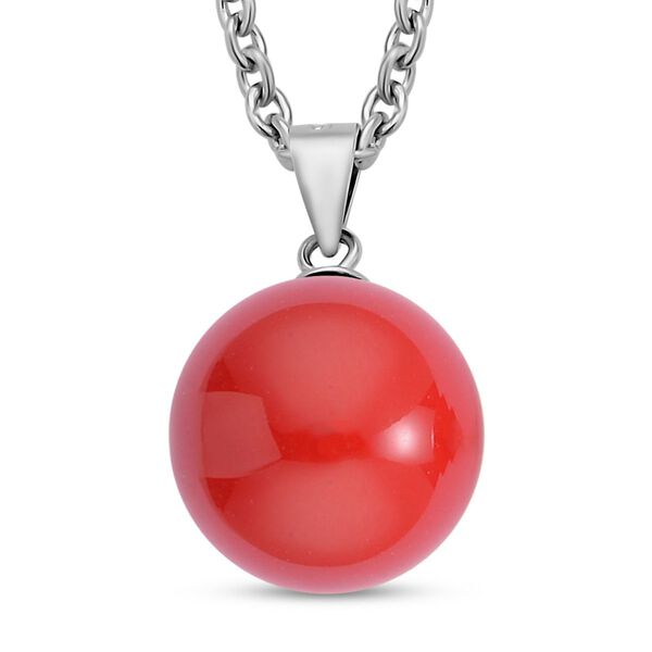 Rote Muschelkernperlen-Anhänger und Ohrringe, 925 Silber rhodiniert und Edelstahl image number 3