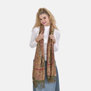 Damen Schal mit Fransen, Gelb