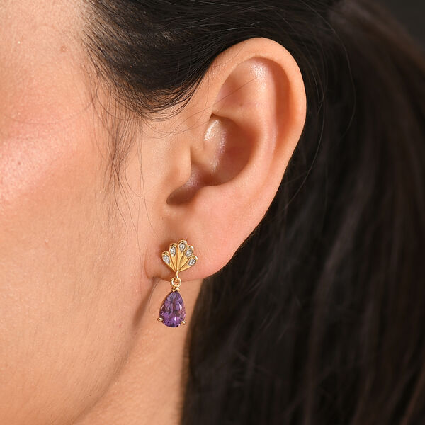 D'Joy AAA Rose De France Amethyst und Zirkon Ohrringe - 2,45 ct. image number 1