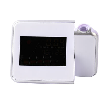 Laser Digital Projektionswecker mit Wetterstation, LCD Panel, 15x6,2x11 cm, 2xAAA Batterie (nicht inkl.), Weiß