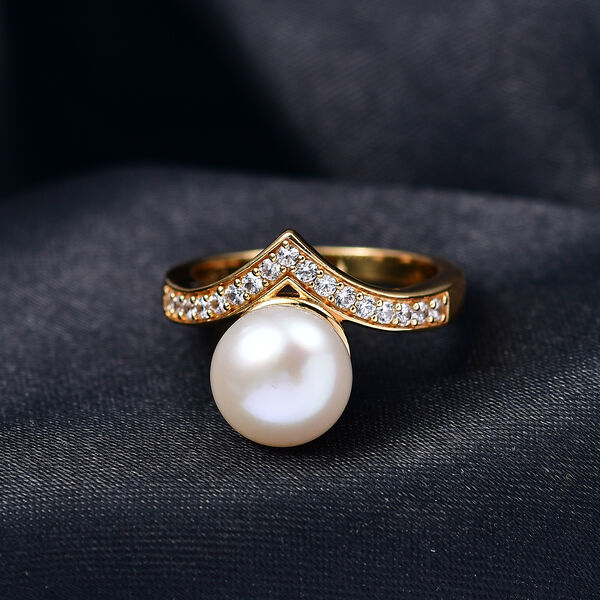 EverTrue S&uuml;&szlig;wasser Perle und Zirkon Ring image number 1