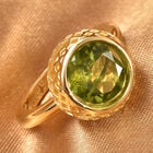 Peridot Solitär Ring 925 Silber Gelbgold Vergoldet image number 1