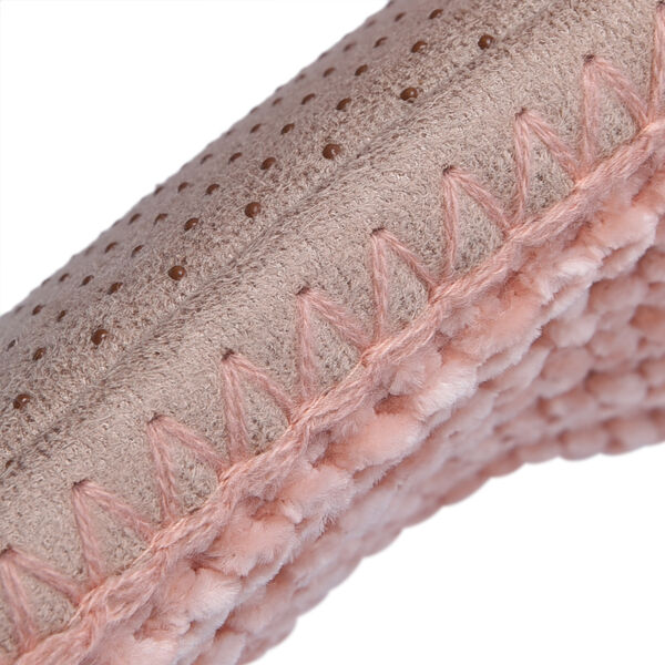 1 paar rutschfeste und gestrickte Hausschuhe mit Fellfutter, Größe S, Rosa image number 3