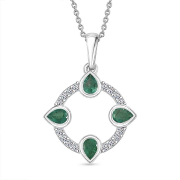 LUXURIANT DIAMOND - AAA Kagem Sambischer Smaragd, Lab Grown Diamant Schmuckset ca. 50 cm 925 Silber Rhodiniert ca. 0,68 ct.