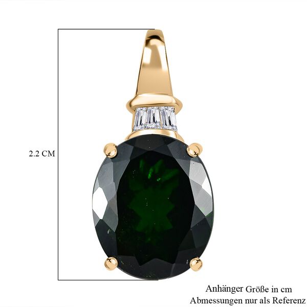 AAA Nat&uuml;rlicher Chromdiopsid und Diamant Anh&auml;nger in 585 Gold - 5,20 ct. image number 6
