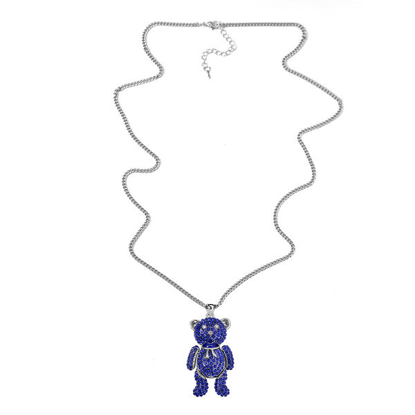 Blaue und wei&szlig;e Kristall-Halskette, 73,75+5cm image number 4