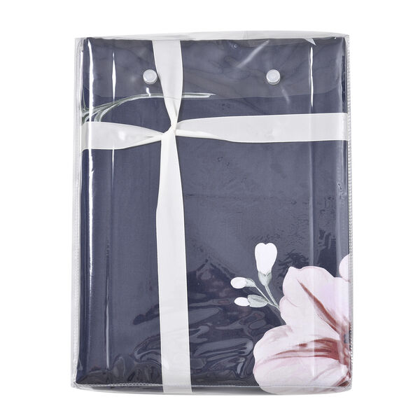 2er-Set, 3D Digitaldruck Bettbezug und Kissenbezug, Größe 135x200 cm und 80x80 cm, Blumenmuster, Dunkelblau image number 6