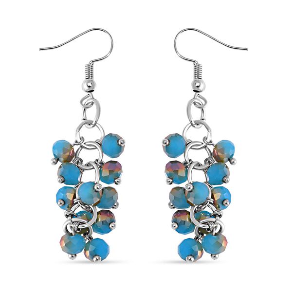 2er Set mehrschichtiger Halsketten und Ohrringe, Blaue, braune und champagnerfarbene Kristallperlen und wei&szlig;e Kristalle image number 7