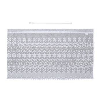 Gardinen mit verstellbarer Metallstange, gestrickter Stoff, 145x90cm, gewebt, Blumen