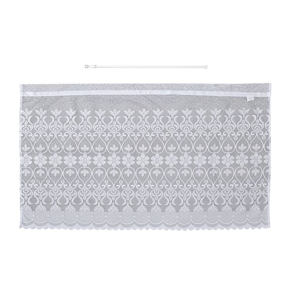 Gardinen mit verstellbarer Metallstange, gestrickter Stoff, 145x90cm, gewebt, Blumen image number 0