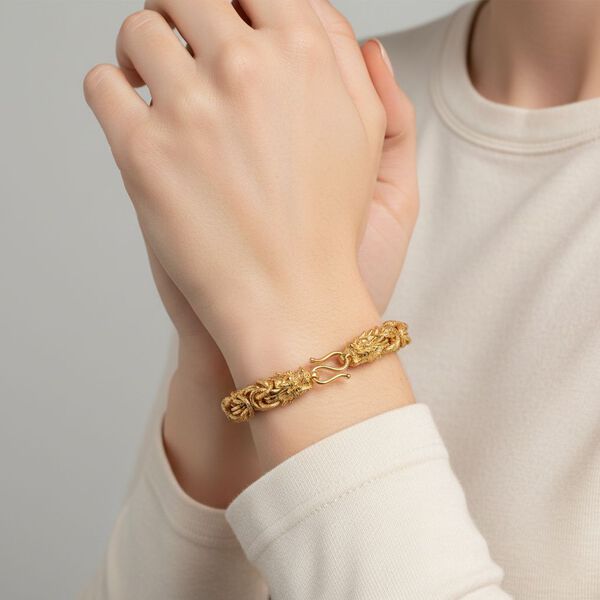 Nickelfreies Messing Armband ca. 19 cm ca. 36,60g, Goldfarben image number 2