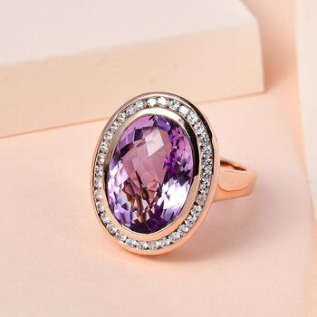 AAA Rose De France Amethyst und Zirkon Ring - 12,25 ct.