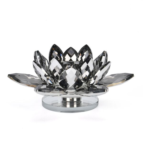 Kristall Lotusblume Kerzenst&auml;nder mit Drehsockel, schwarz image number 2