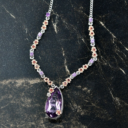 D'Joy AAA Rose De France Amethyst Halskette ca. 45 cm 925 Silber ca. 8,96 ct. image number 1
