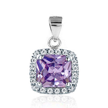 Amethyst-Zirkonia-Anh&auml;nger, 925 Silber rhodiniert