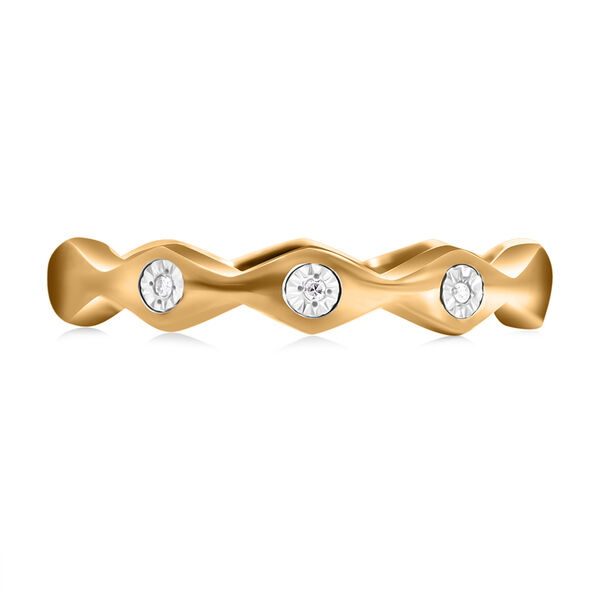 Diamant Ring, 925 Silber Gelbgold Vermeil