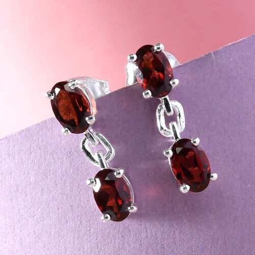 Roter Granat Ohrhänger 925 Silber ca. 2,43 ct  image number 1