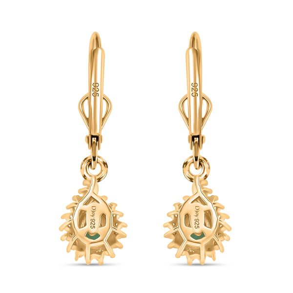 Eternal Spark - D joy Kagem Sambischer Smaragd, Weißer Zirkon Ohrringe 925 Silber 750 Gelb Vergoldet ca. 0,53 ct. image number 5