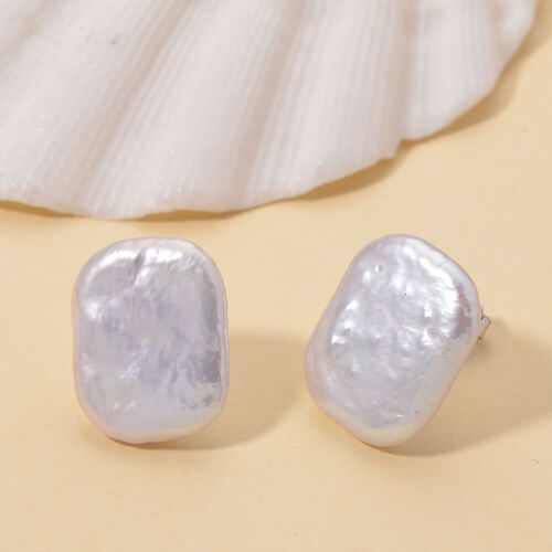 Keshi Perle Ohrringe 925 Silber rhodiniert image number 1