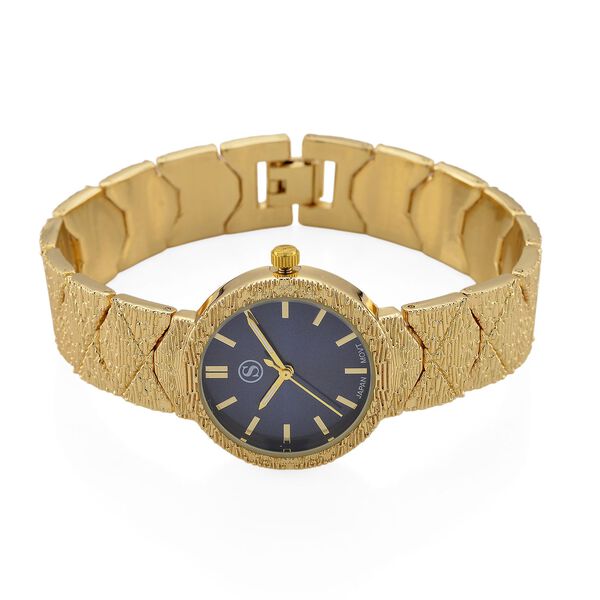 STRADA - Japanisches Uhrwerk, Marineblaues Zifferblatt mit goldplattiertem Alloy Armband, 20 cm image number 5