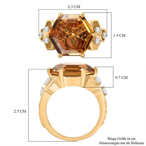 GP Trionfo Kollektion - Citrin, Wei&szlig;er Zirkon Ring 925 Silber 750 Gelbgold Vermeil (Gr&ouml;&szlig;e 20.00) ca. 7.38 ct image number 9