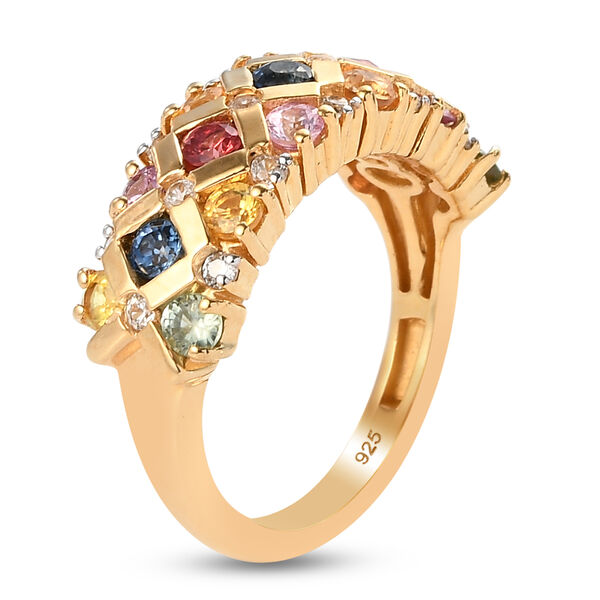 Mehrfarbiger Saphir und Zirkon-Ring, 925 Silber Gelbgold Vermeil  ca. 1,82 ct image number 5