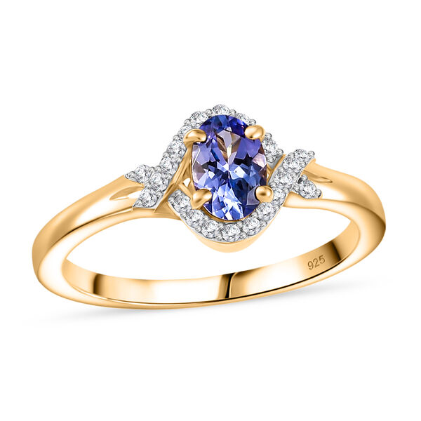 Tansanit und Zirkon Ring, 925 Silber 750 Gelbgold Vermeil - 0,65 ct. image number 4