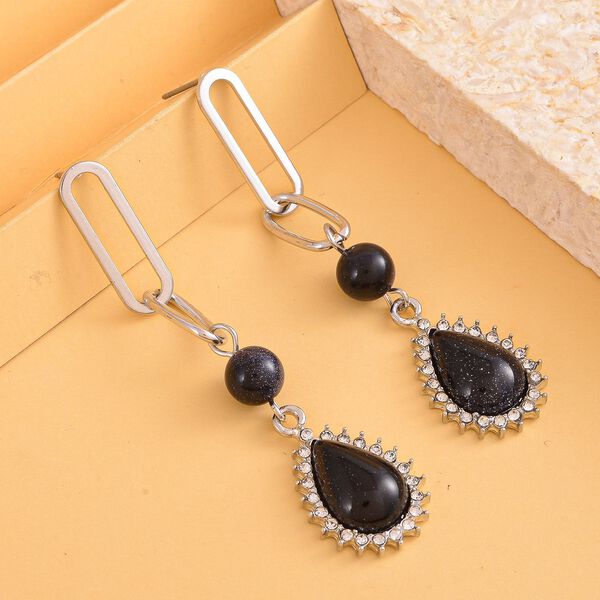 Blaue Sandstein Ohrringe, silberfarben ca. 18.00 ct image number 2